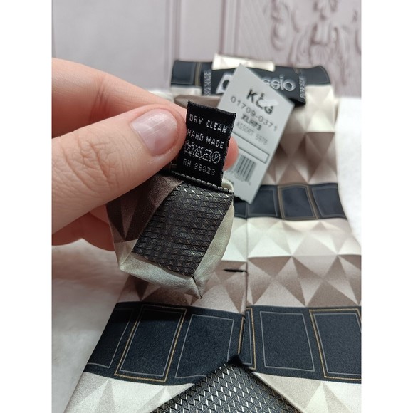 NWT Di Moggio Mens Premium Tie Pure Silk Handmade Smooth Brown/Beige MSRP $30 EC - Picture 6 of 15